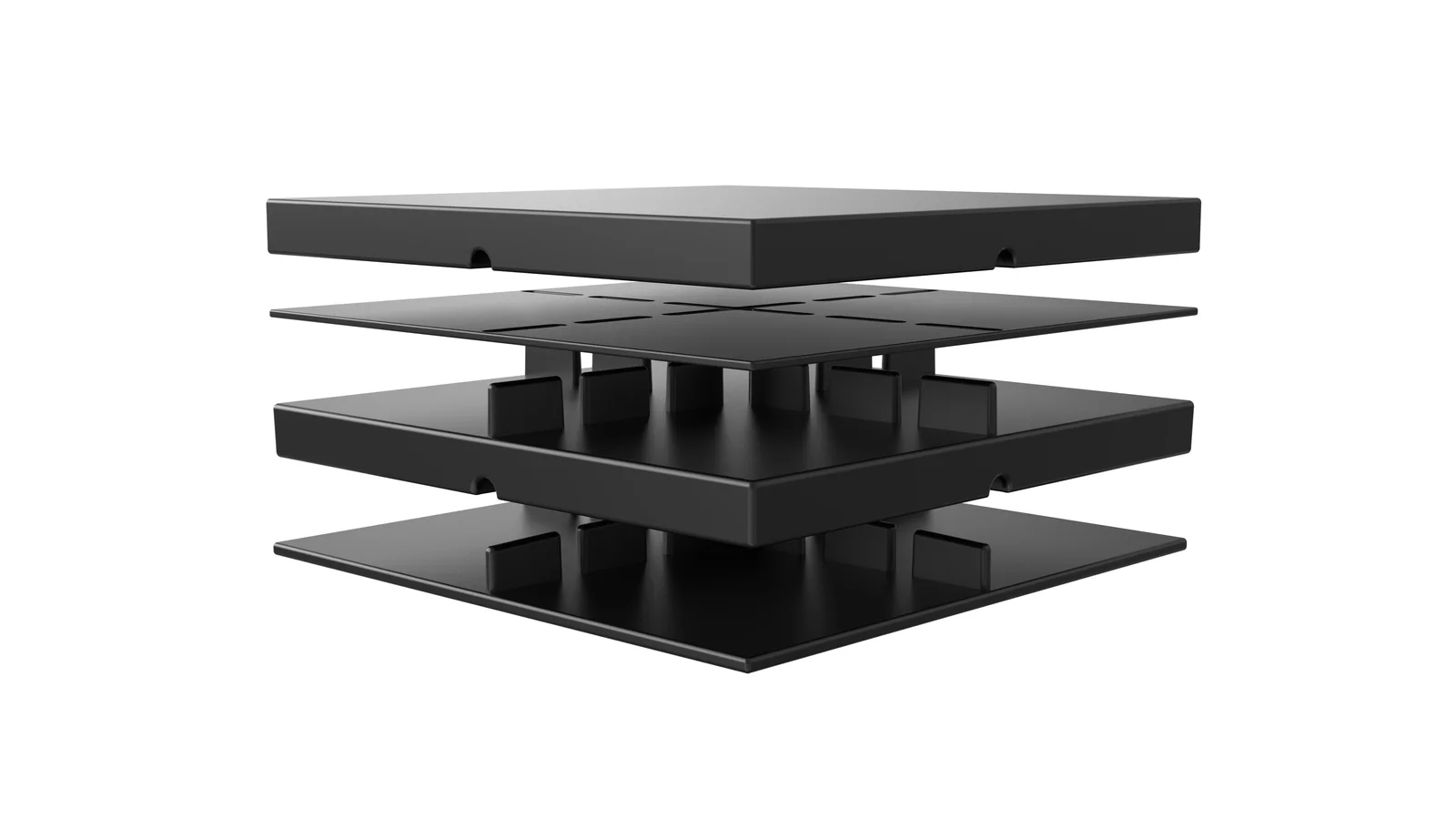 S Series exploded view — 12.5 mm rubber pedestal and shim pad