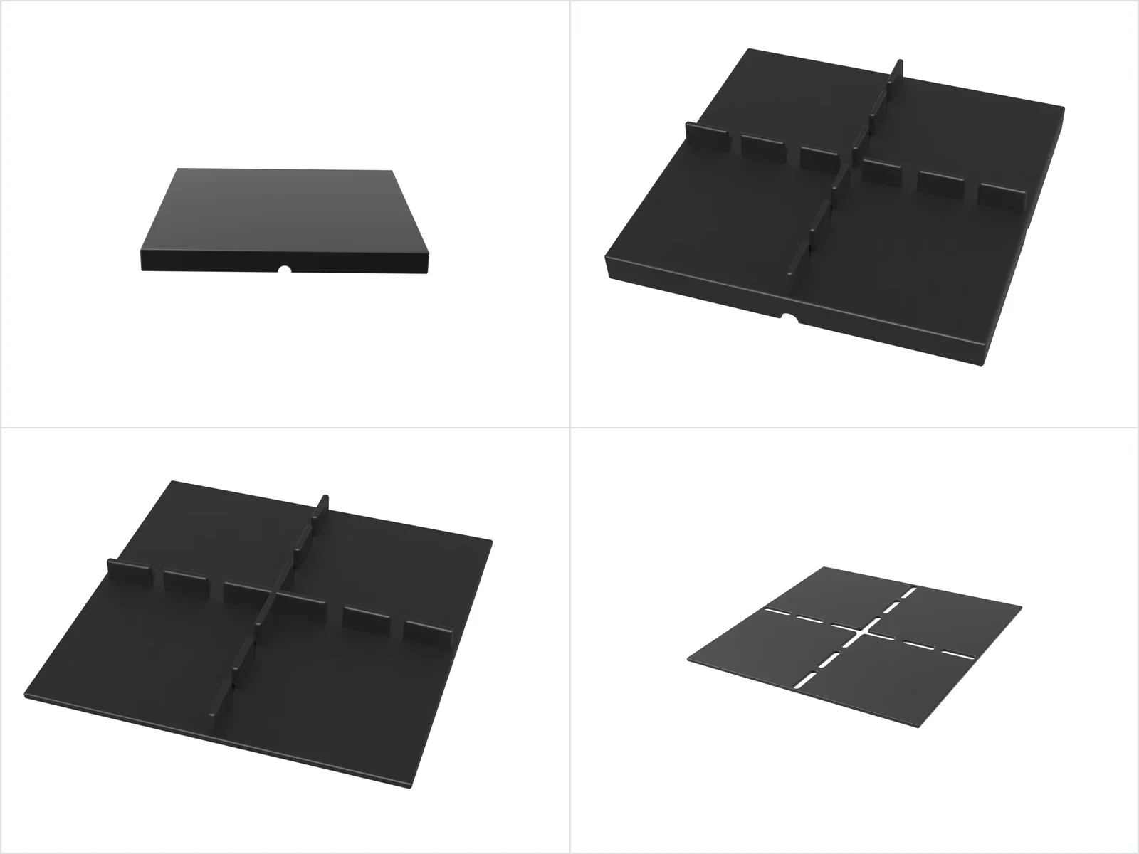 S Series rubber pedestal family — top, side and detail views